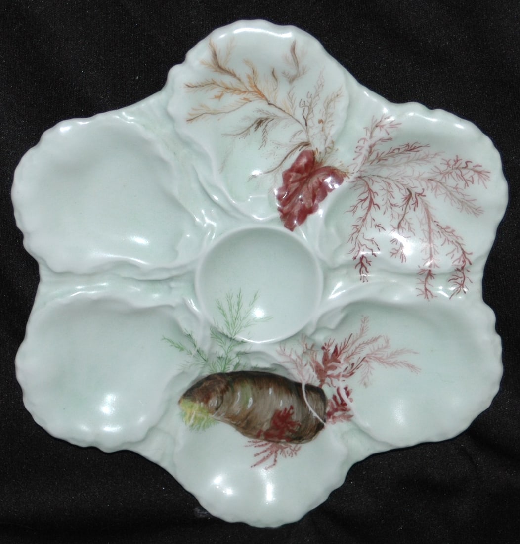 Lemoge Oyster Plate Coral & Clam Design (1 of 2)