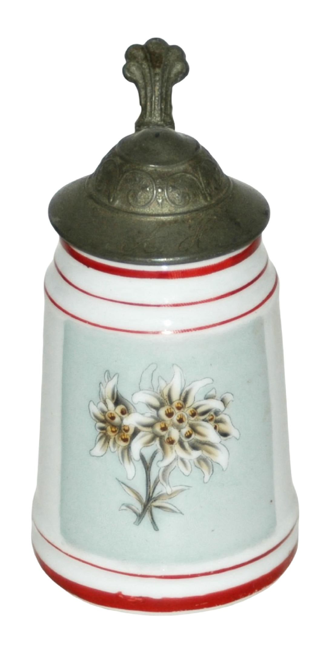 Edelweiss Floral Porcelain 1/8L Stein: Porcelain POG 1/8L. Edelweiss floral. Mint.