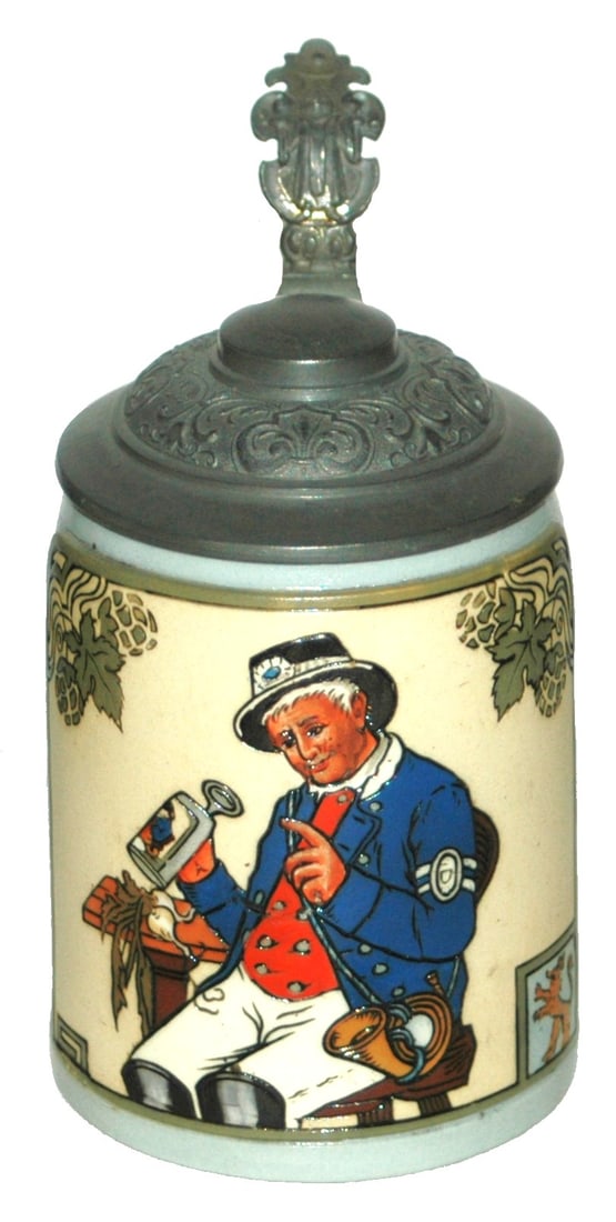 Mettlach 1/4L Postman w Stein of Himself (1 of 3)