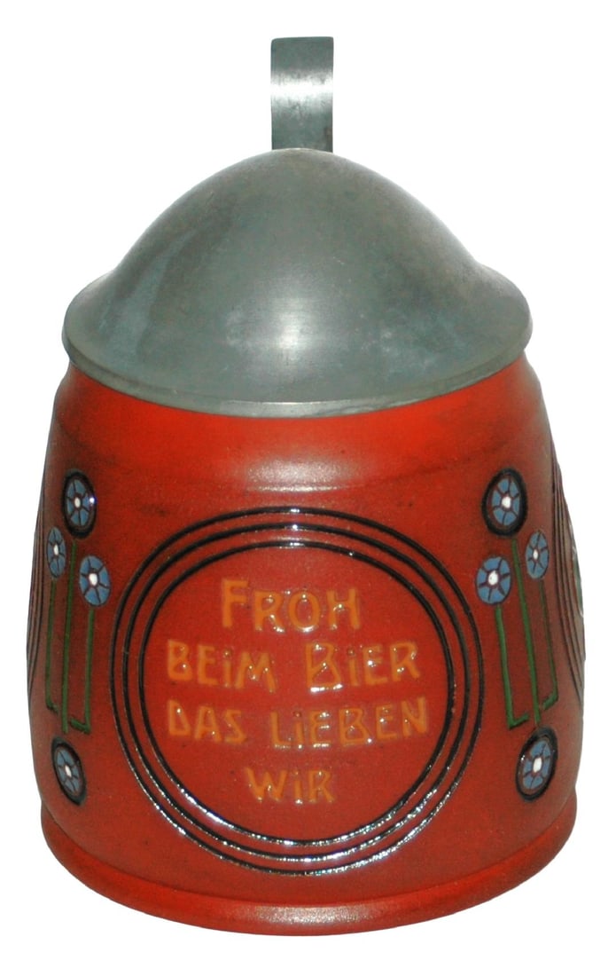 Verse & Floral Etched Dumler & Breiden Stein: Pottery Dumler & Breiden #1181 Etched 1/2L. Verse and floral design. Mint.