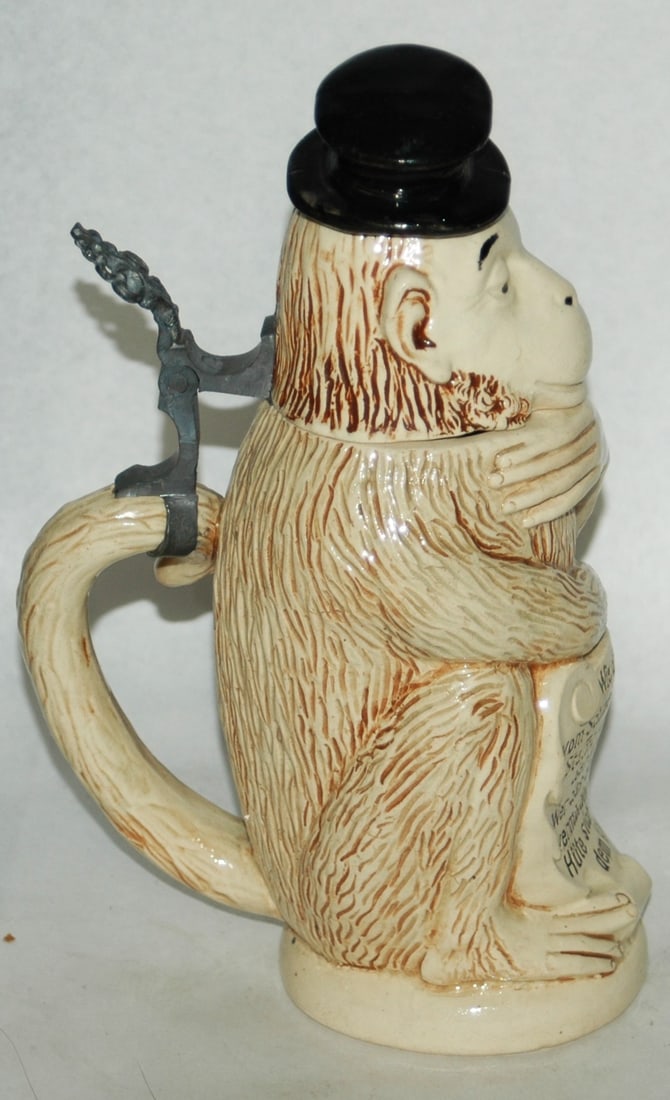 Monkey w Top Hat Hanke Character Stein - 3