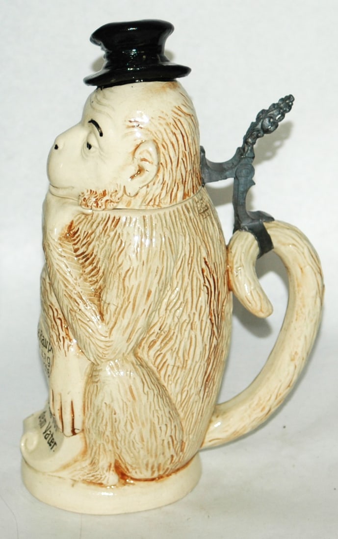 Monkey w Top Hat Hanke Character Stein - 4