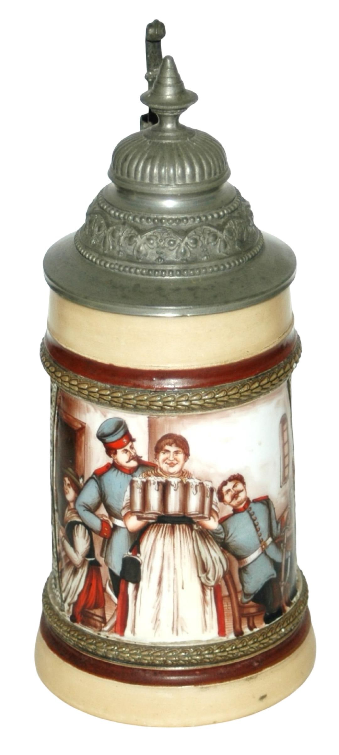 HR Hand Painted Soldier & Barmaid Holding Steins (1 of 3)