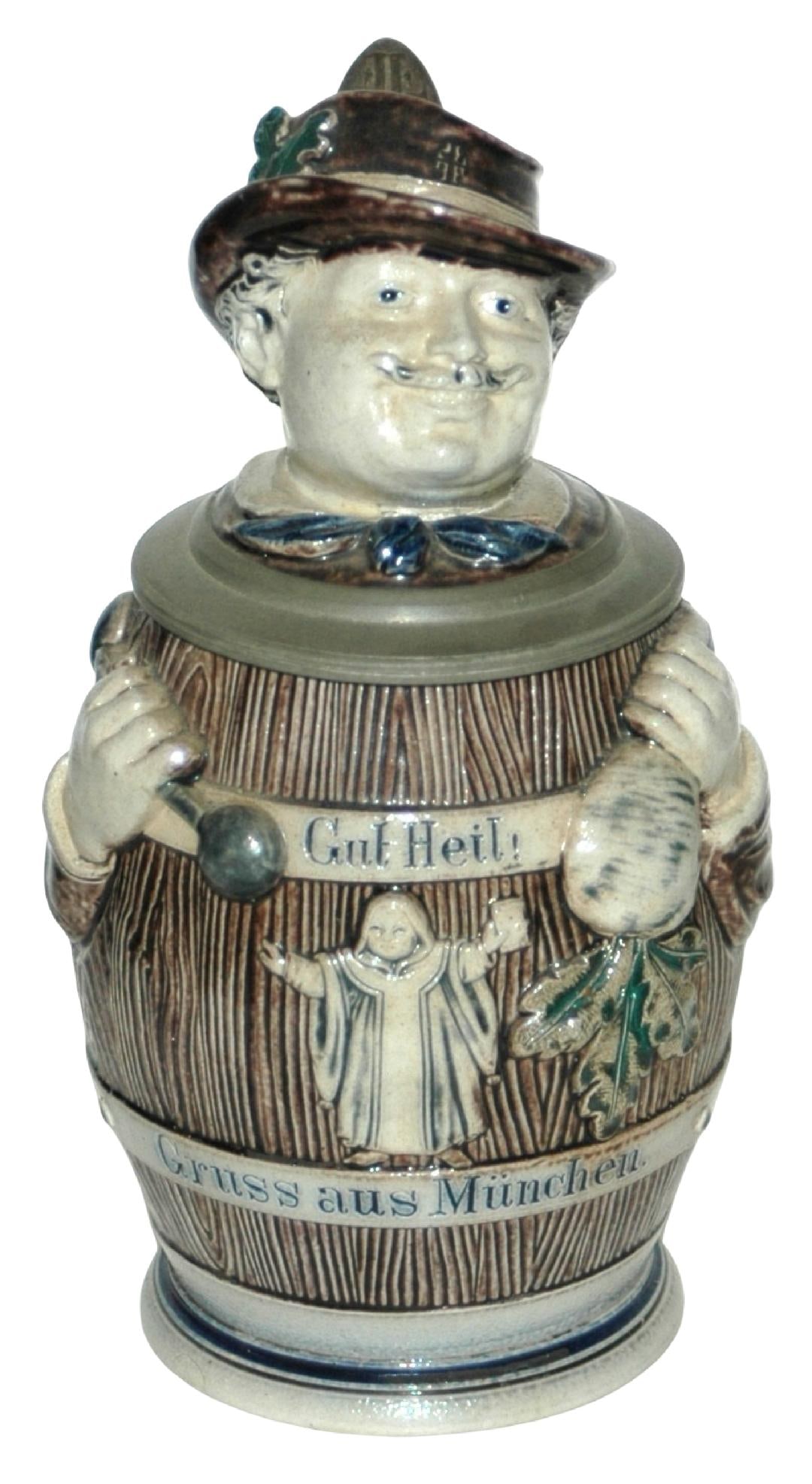 4F Man in Barrel w Munich Child & Dumbell Stein (1 of 4)