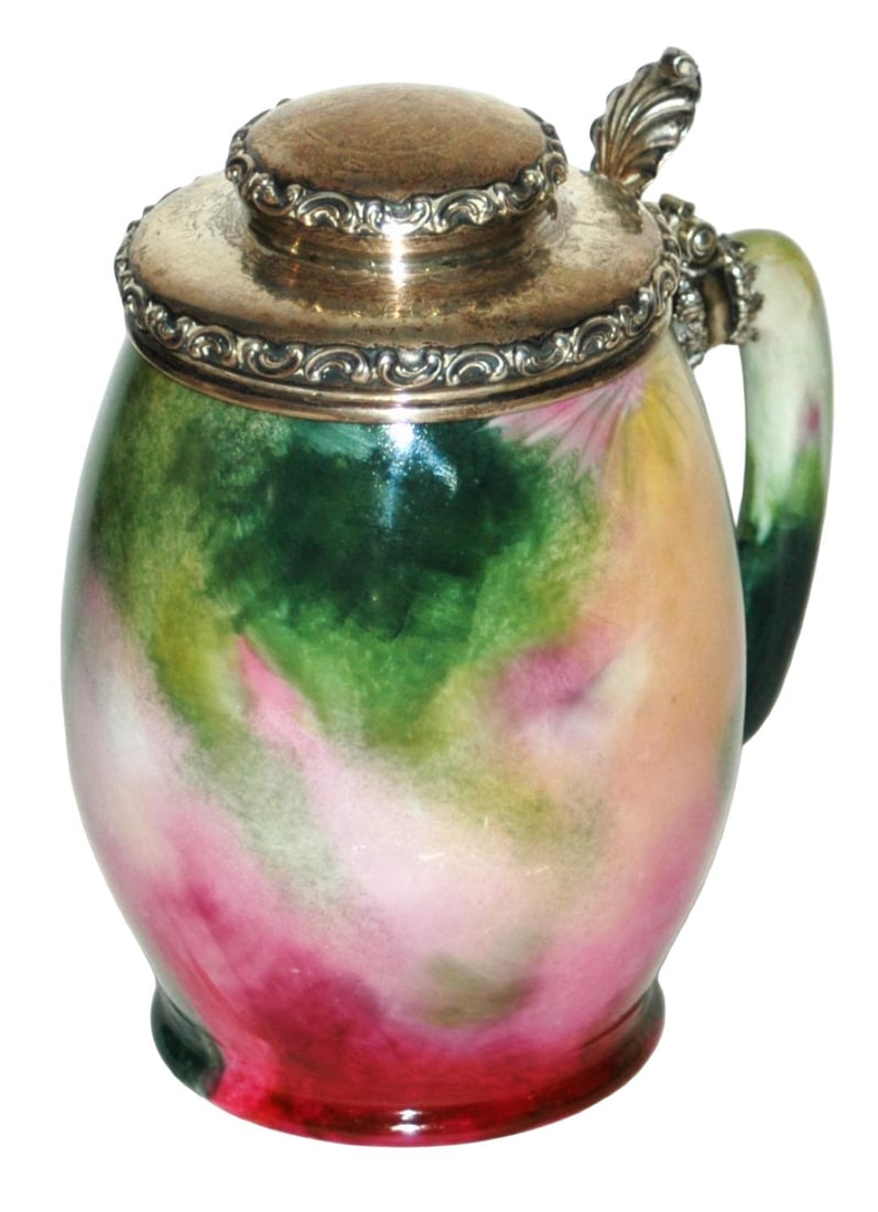 1896 Lenox Floral w Silver Lid Sherif Dinner Stein (1 of 3)
