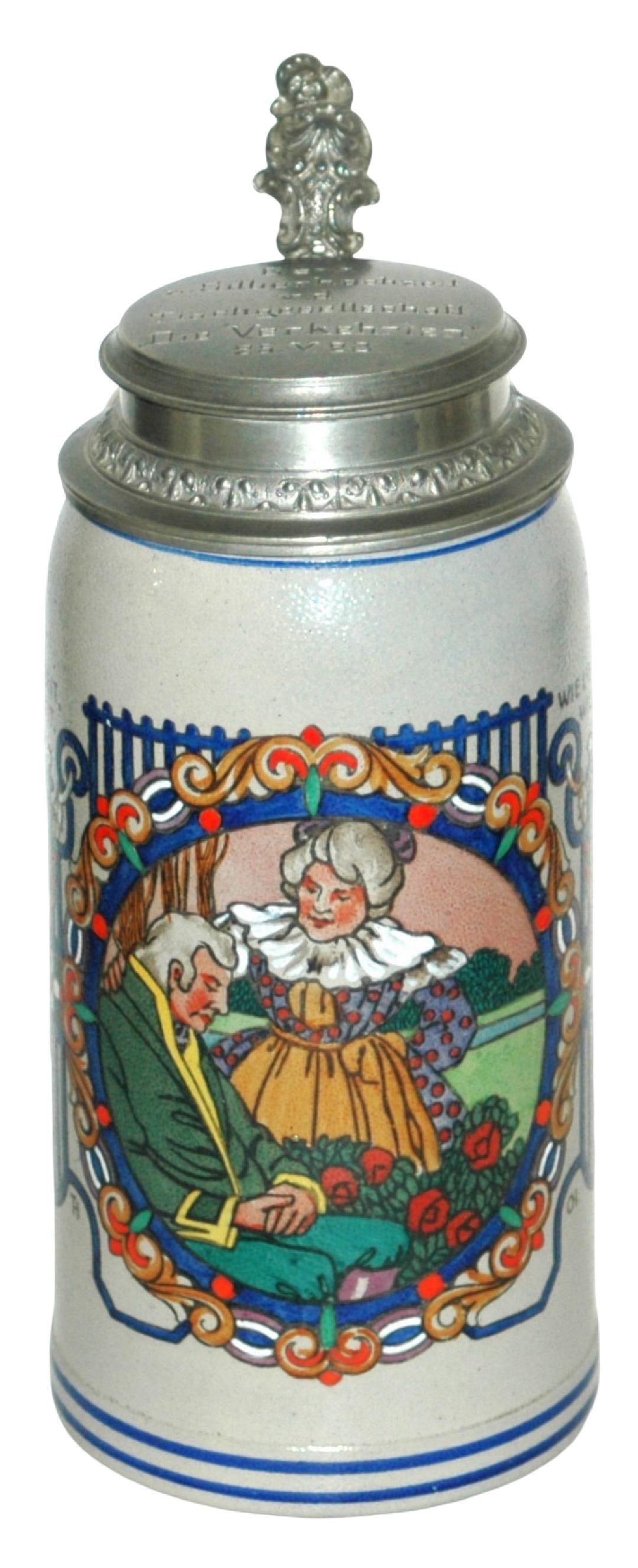 1L Woman w Sleeping Man Silver Anniversary Stein (1 of 5)