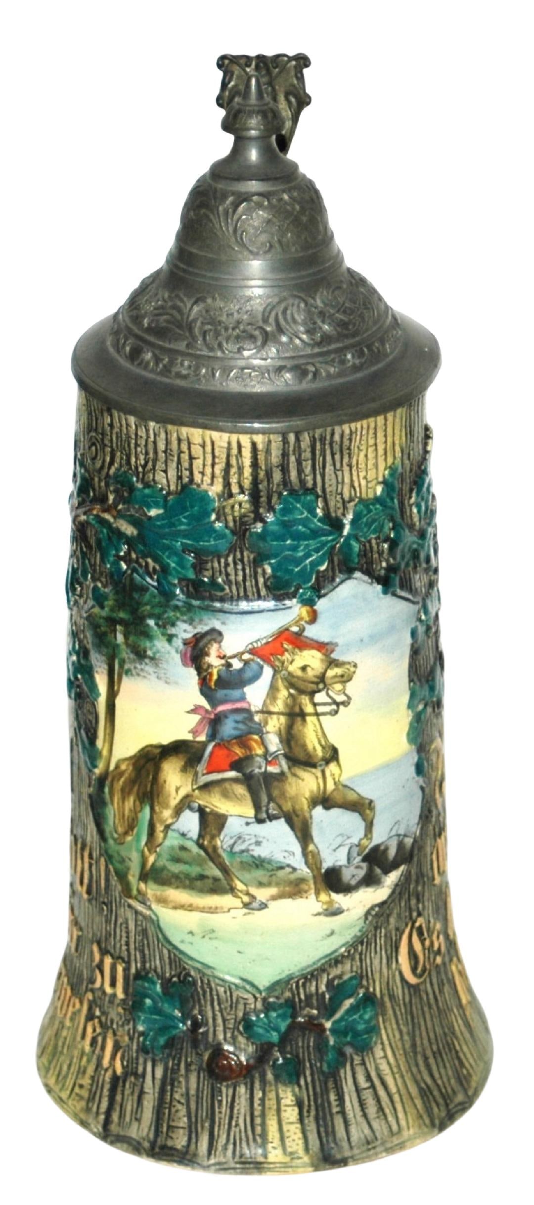 Tree trunk Body Stein w Trumpeter on Horseback (1 of 4)