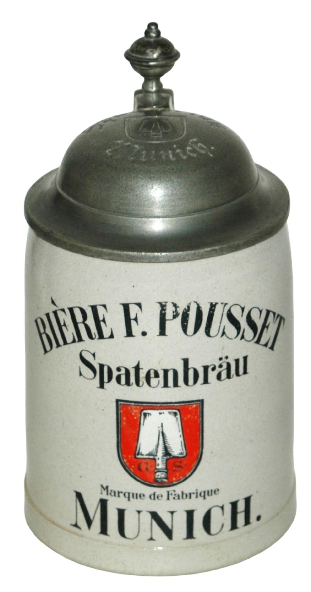 Brewery Pousset Spatenbrau Stein wMatched Logo Lid (1 of 4)