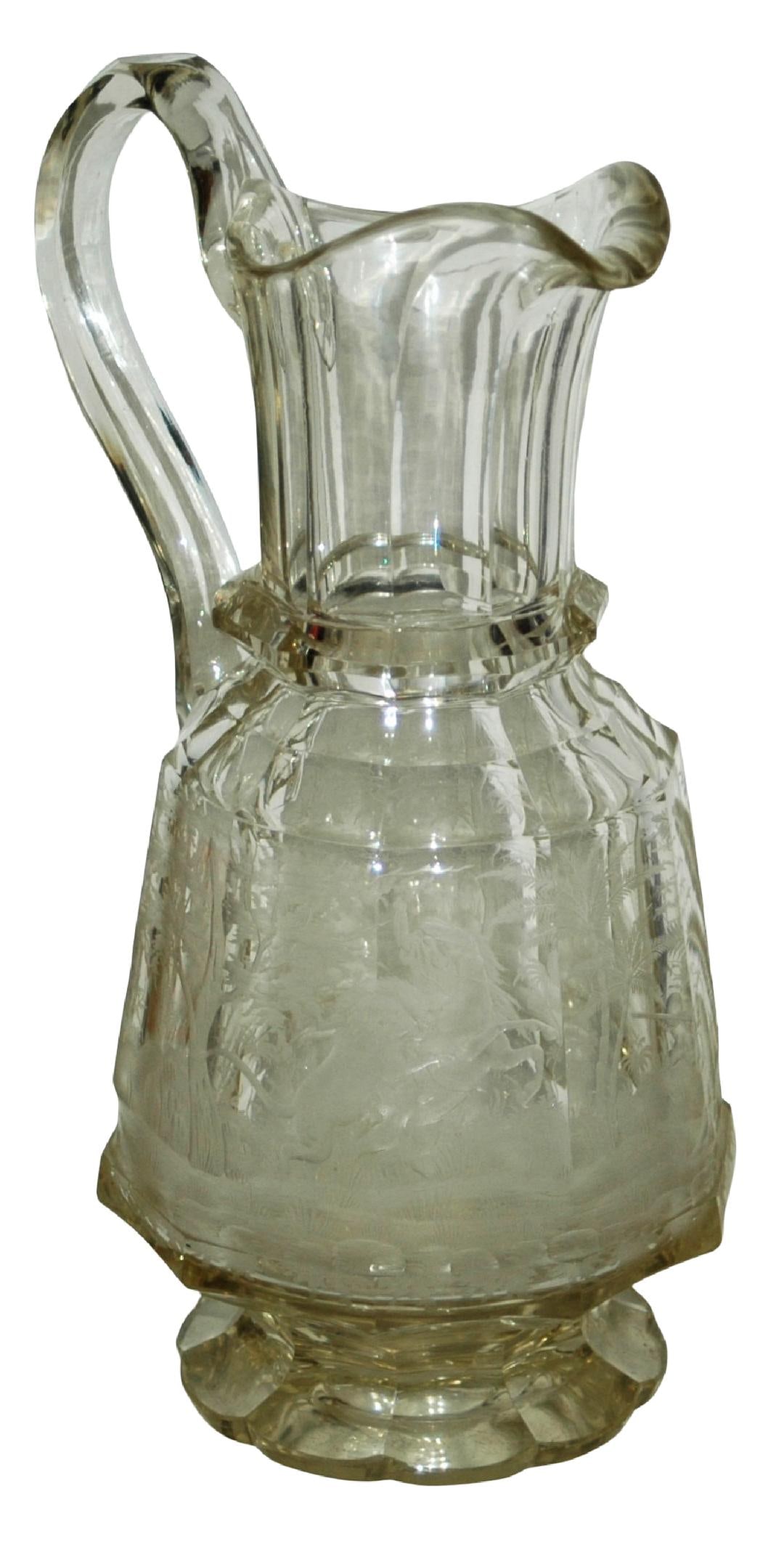 Bohemian Pitcher Intaglio Cut Hunter Horse & Lion (1 of 6)