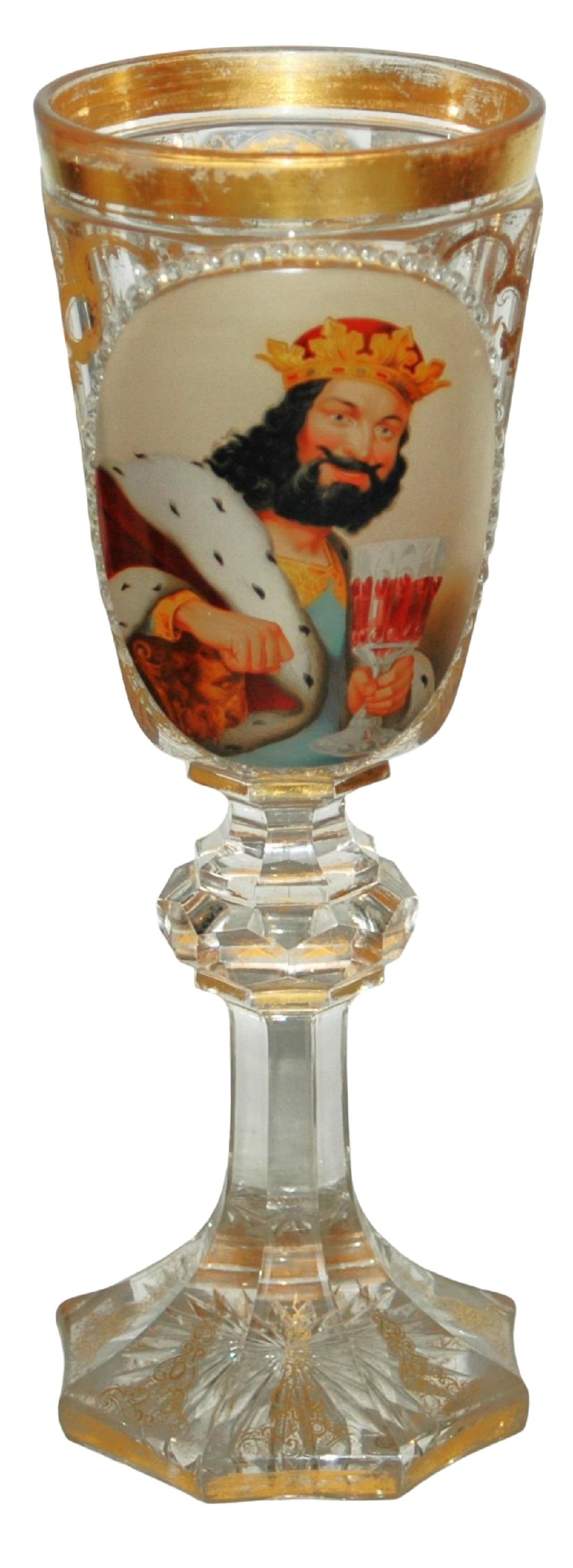 Transparent Enamel Gambrinus 12" Glass Pokal (1 of 3)