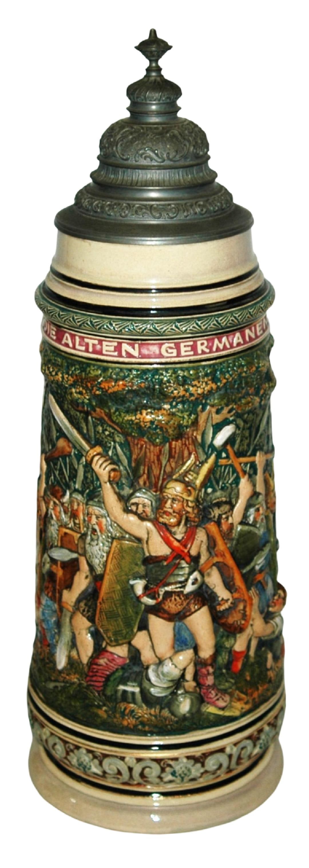 3L Hermann the German Battle Stein w Fancy Lid (1 of 4)
