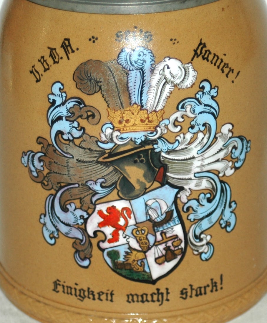 Mettlach Dueling Fraternal Shield DBOA Stein - 2