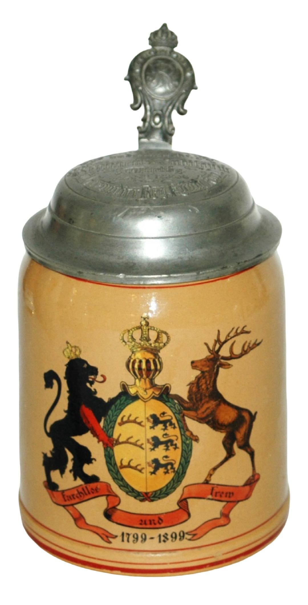 Mettlach Coat of Arms Grenadier Lid Stein (1 of 4)