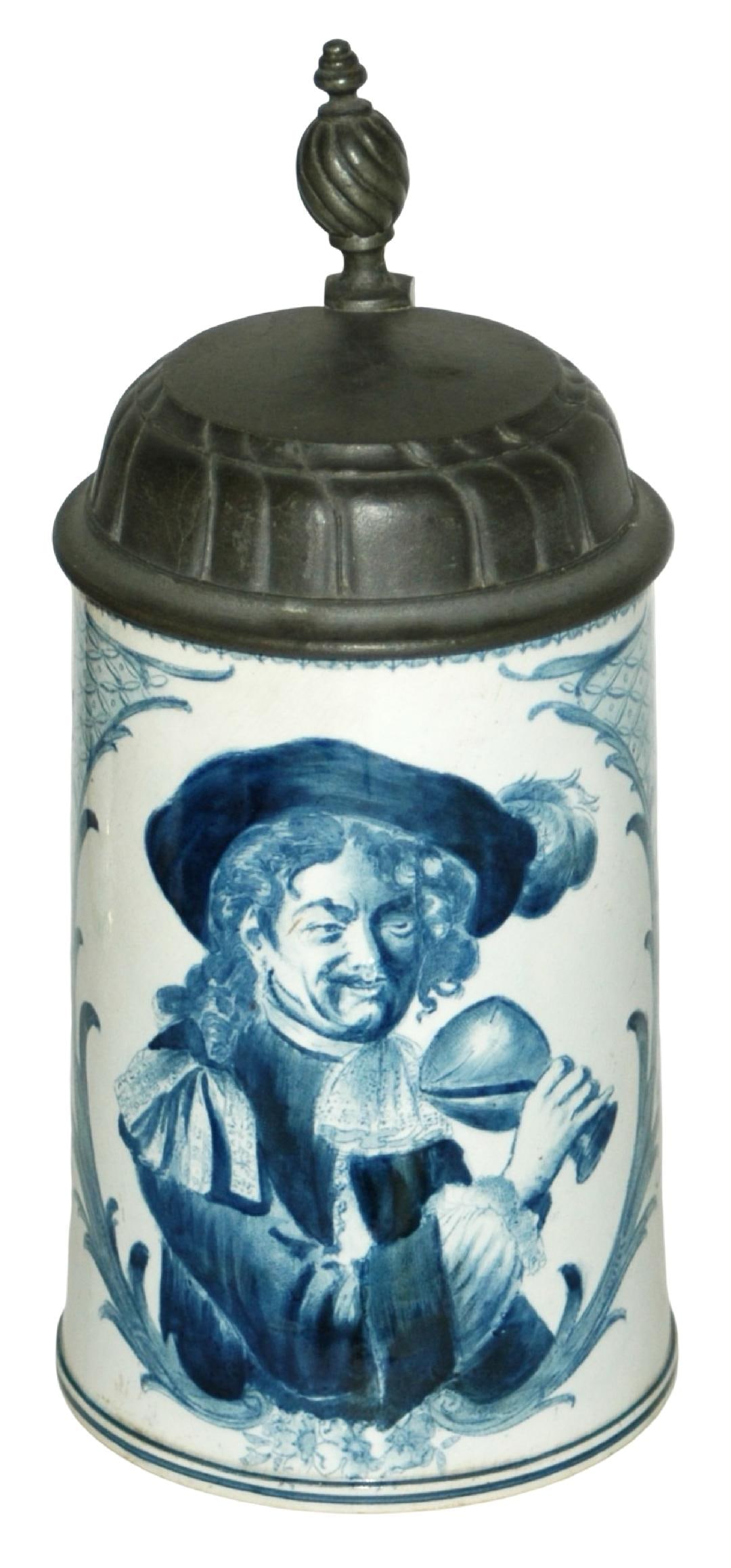 Mettlach Faience Man Drinks from Goblet Stein (1 of 4)
