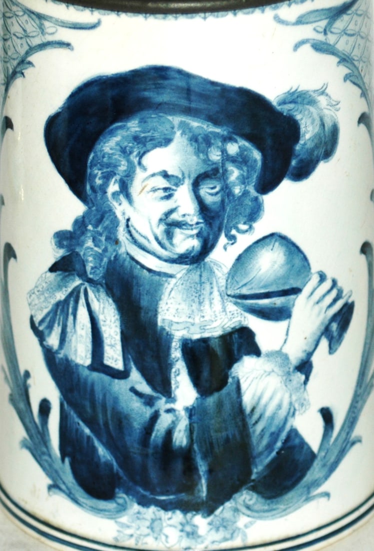 Mettlach Faience Man Drinks from Goblet Stein - 2
