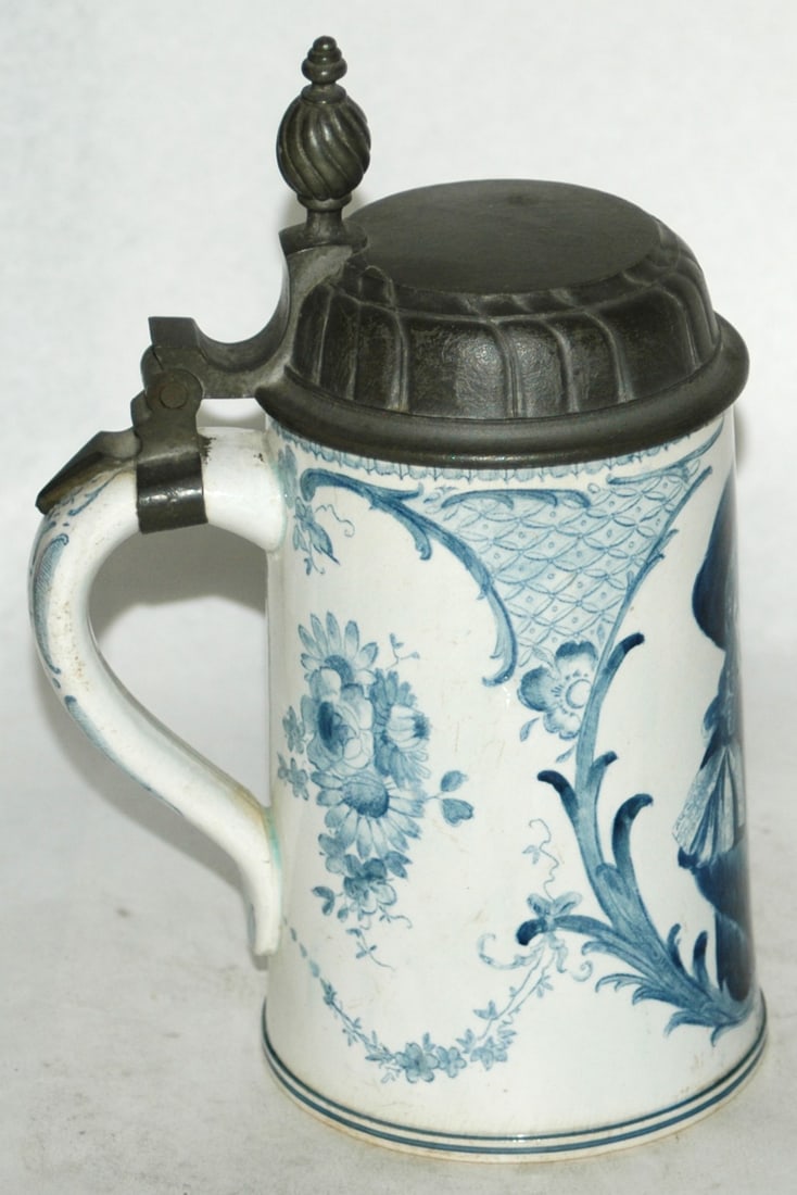 Mettlach Faience Man Drinks from Goblet Stein - 3