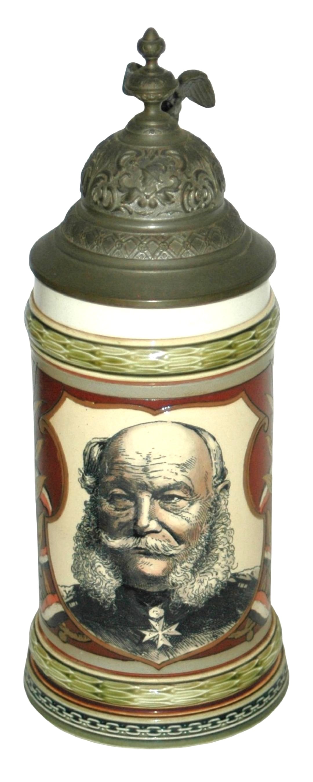 Mettlach Kaiser Wilhelm I Stein w Fancy Eagle Lid (1 of 4)