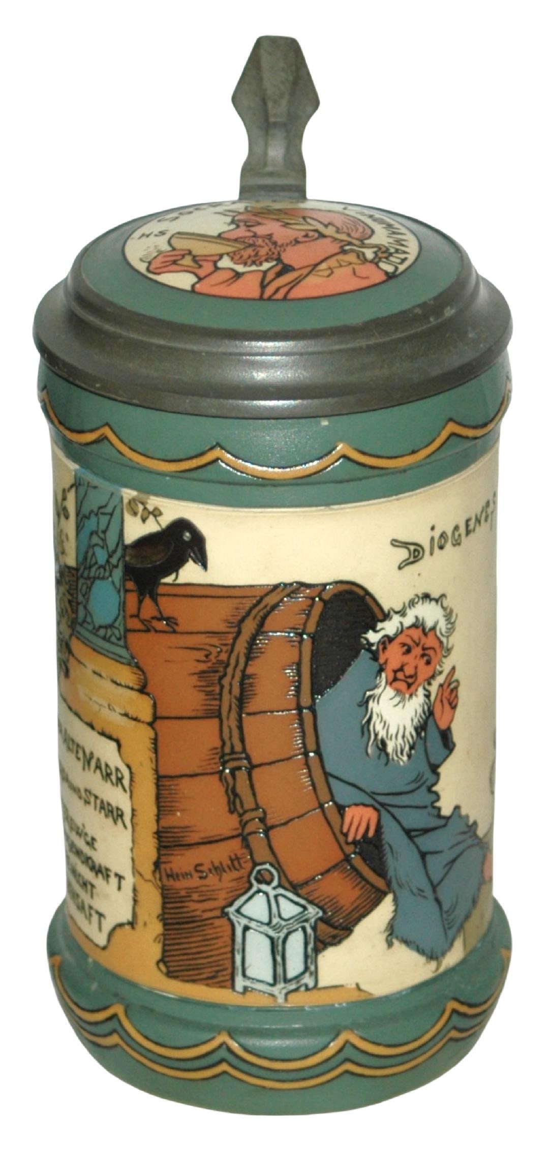 Mettlach Schlitt Diogenes in a Barrell Stein (1 of 5)
