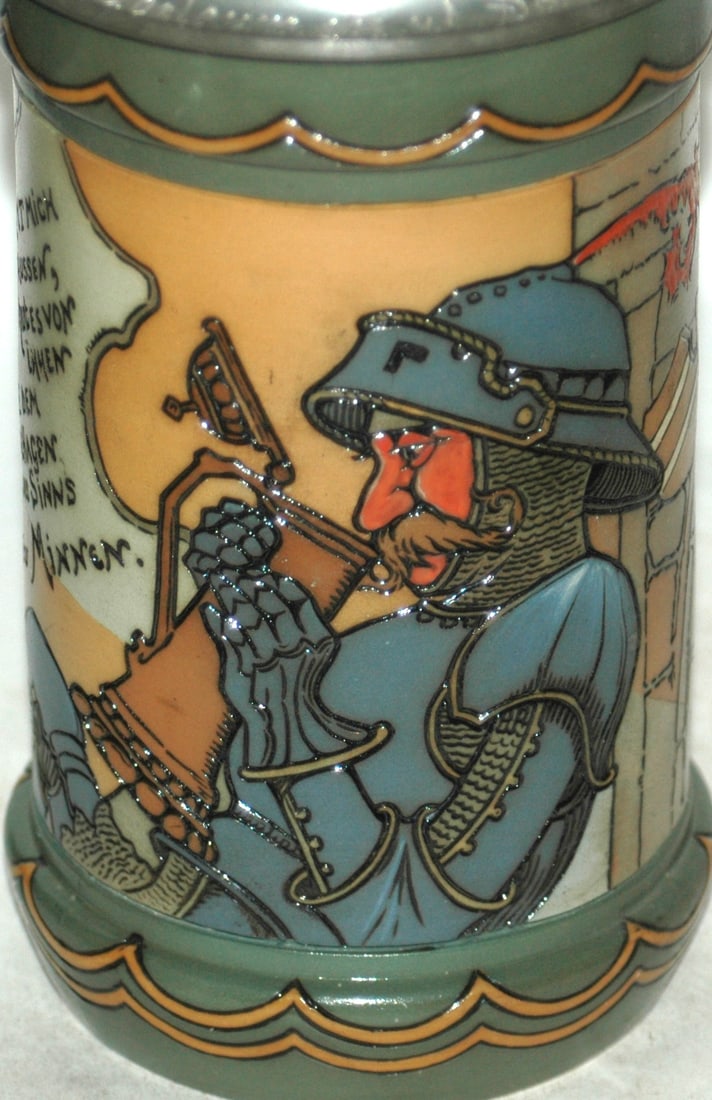 Mettlach Schlitt Drinking Knight Stein - 2
