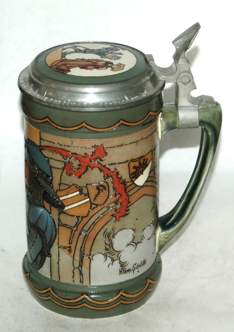 Mettlach Schlitt Drinking Knight Stein - 4