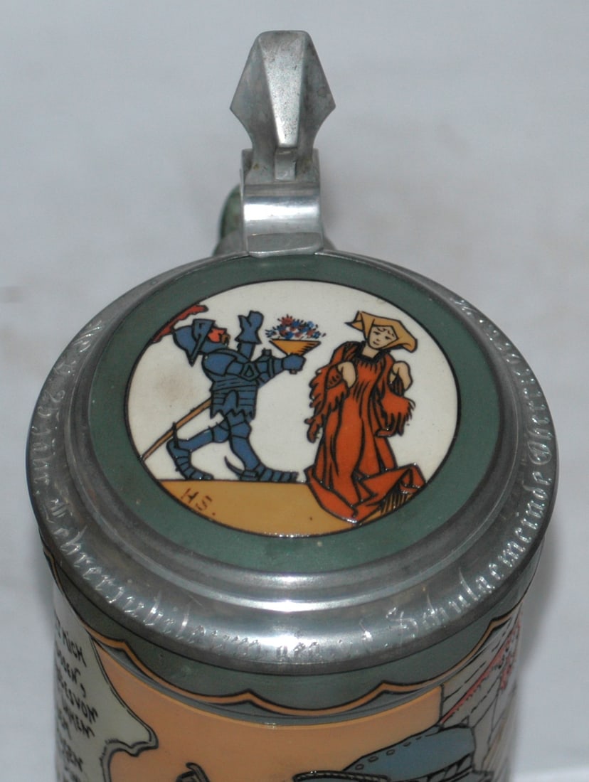 Mettlach Schlitt Drinking Knight Stein - 5