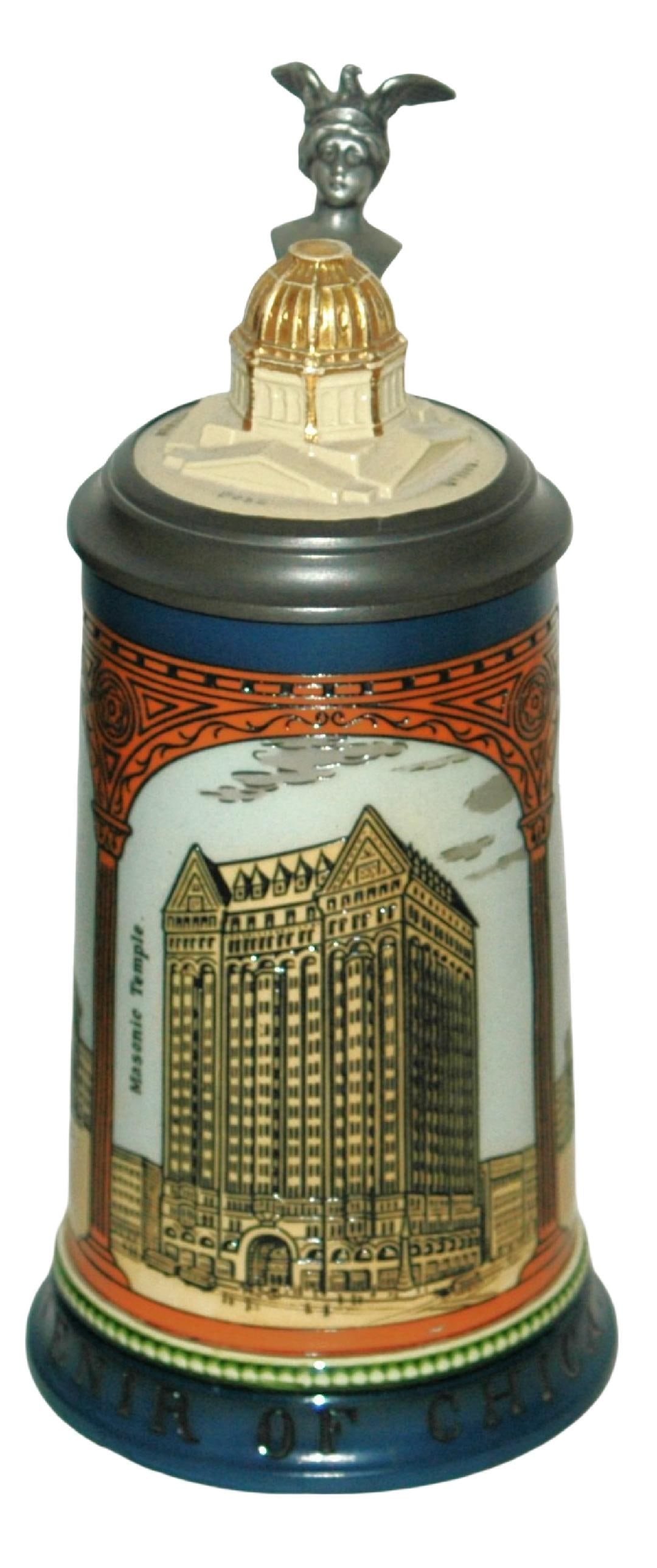 Metrtlach Chicago Library Masonic Temple Stein (1 of 6)