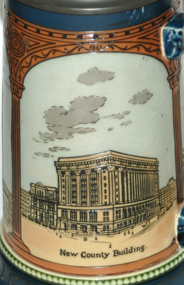 Mettlach Chicago Library Masonic Temple Stein - 5