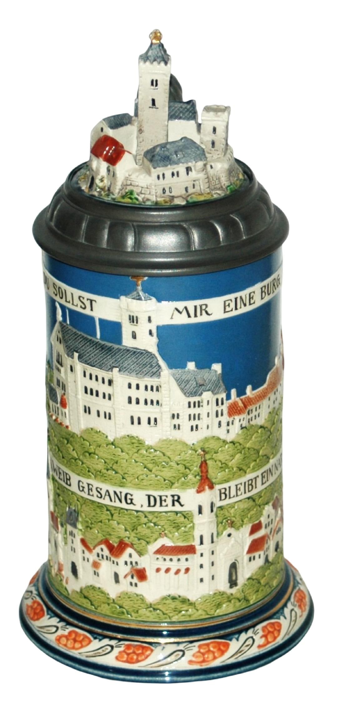 Mettlach Wartburg Stein w 3D Castle Inlay Lid (1 of 5)