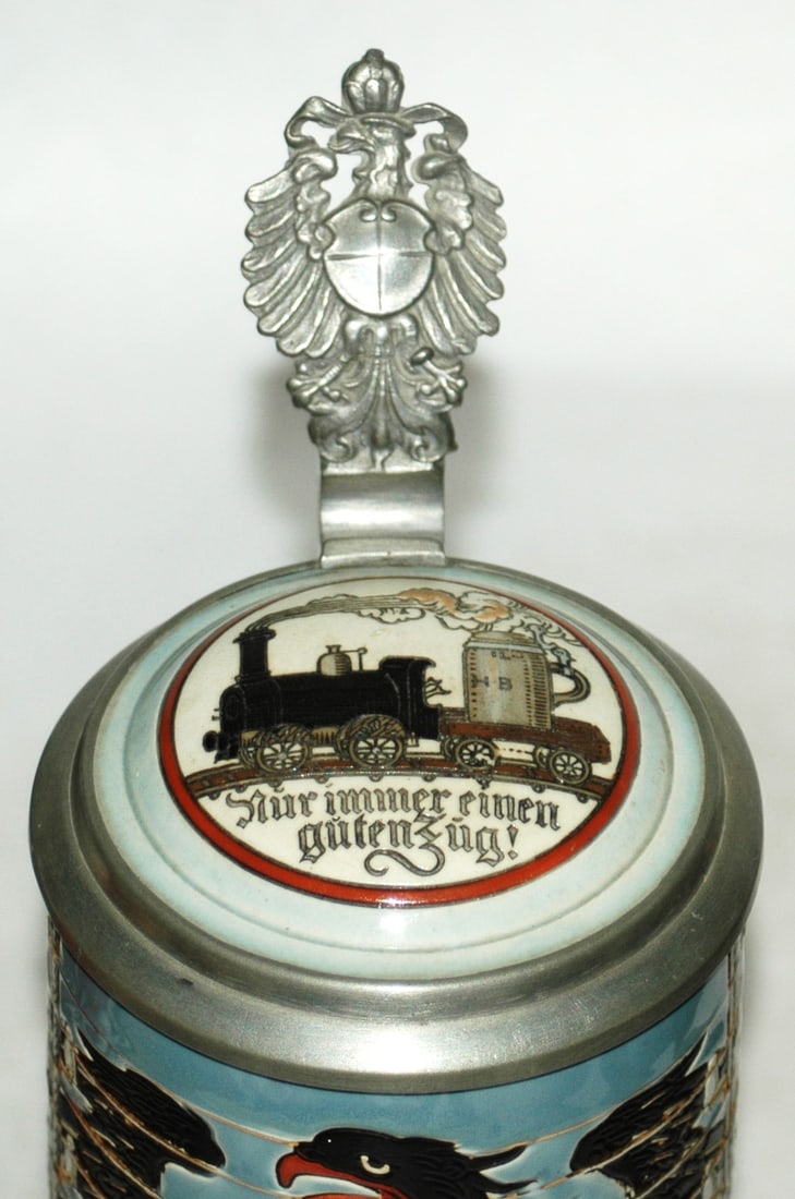 Mettlach Telegrapher Occupational Big Eagle Stein - 5