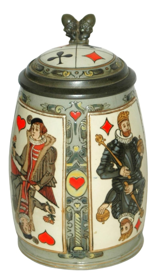 Mettlach Suites of Playing Cards Matched Inlay Lid (1 of 5)