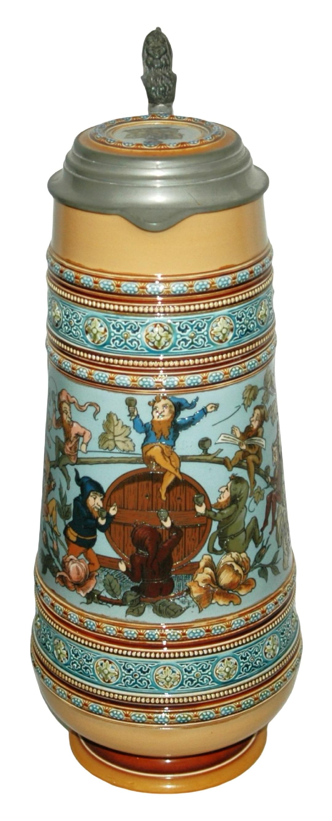 5L Mettlach Barrel w Dwarfs Picking Grapes Stein (1 of 5)