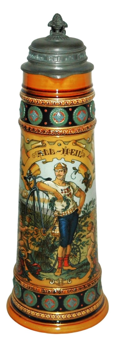3L Mettlach High Wheel Bicycle Rider Stein (1 of 6)