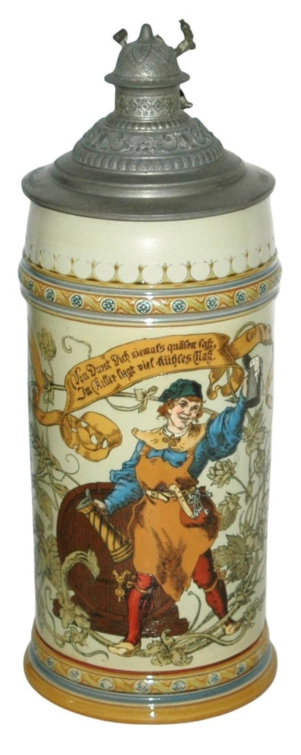 3L Mettlach Innkeeper Tapping a Keg Stein (1 of 5)
