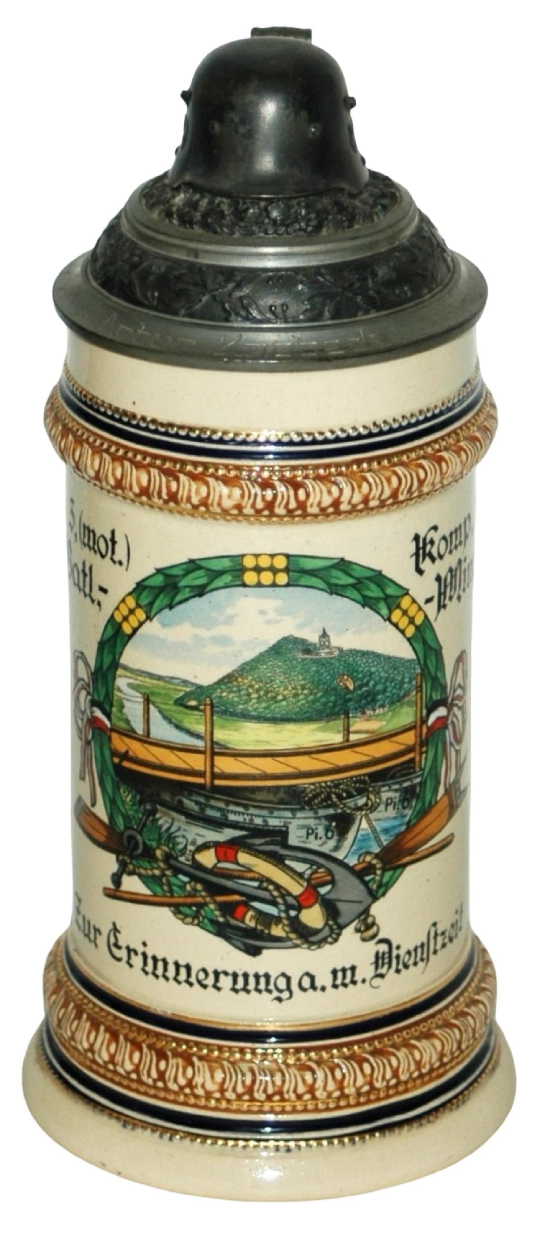 3rd Reich 3 Komp Pi Batt Bridge Helmet Lid Stein (1 of 5)