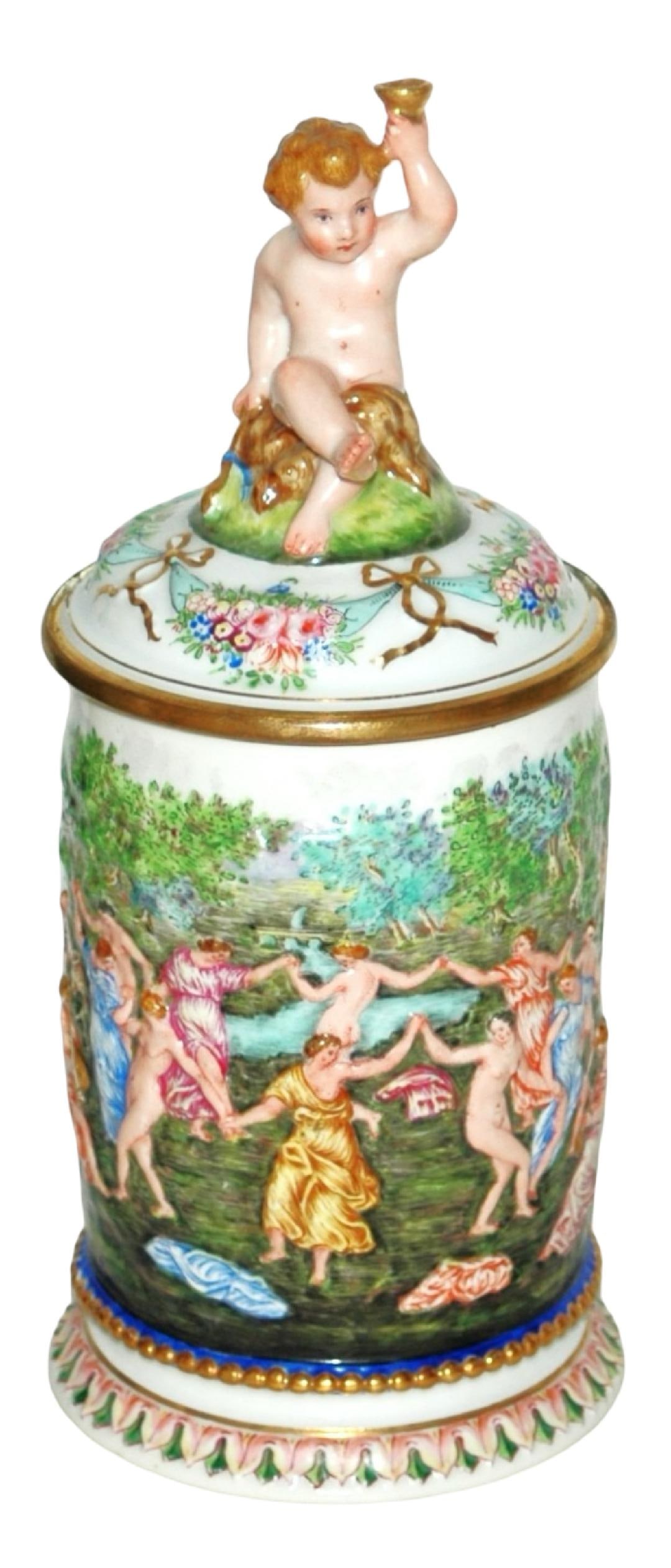 Italian Capo-di-Monte c1800 Gilded Interior Stein (1 of 6)