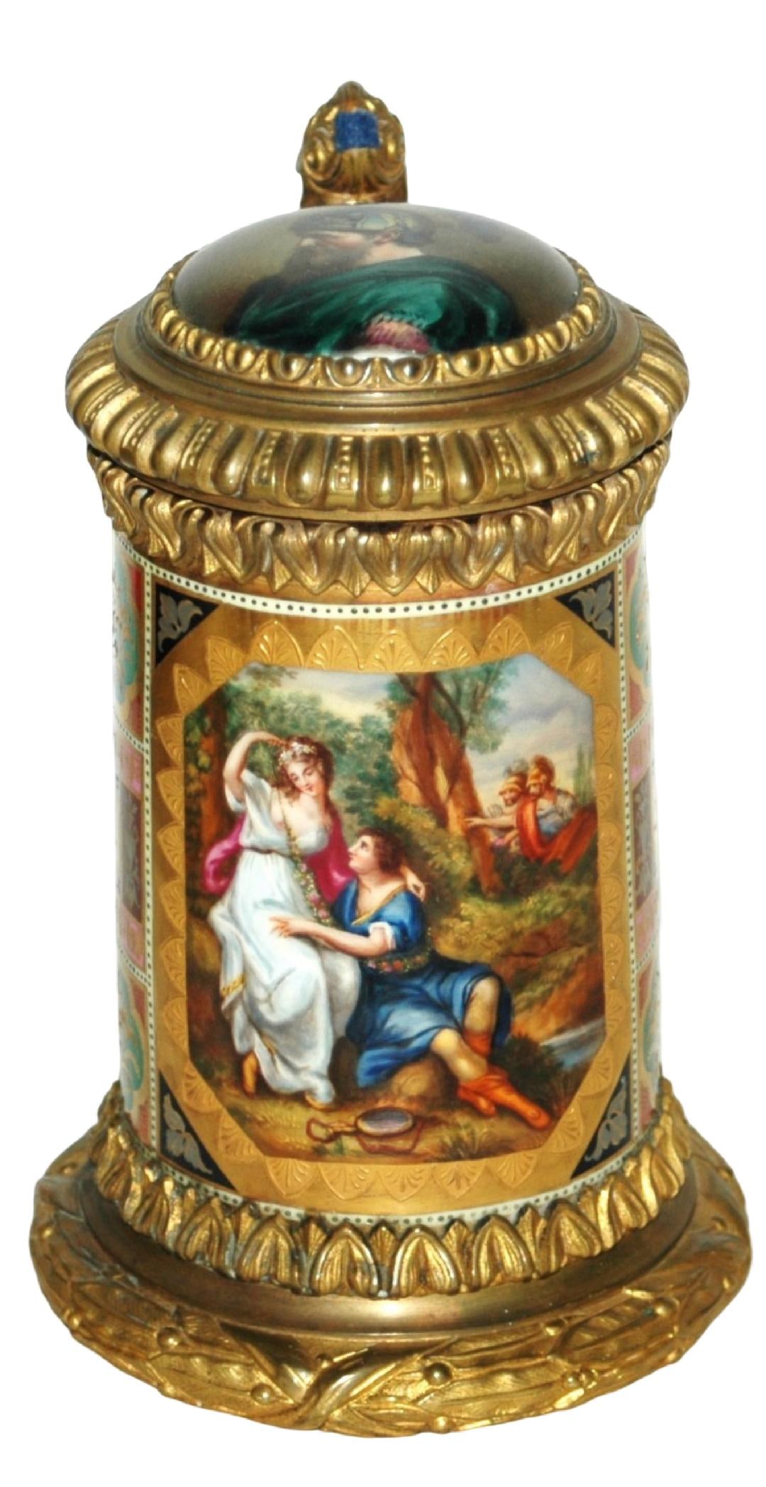 1L Royal Vienna w Fancy Brass Lid, Rims & Handle (1 of 6)