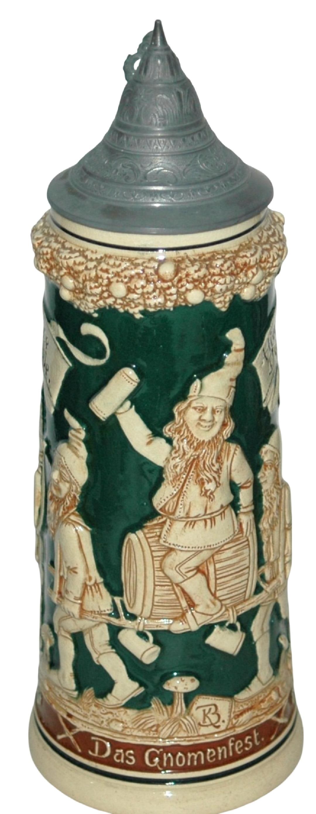 1L Signed 5 Dwarfs Carry one Riding a Barrel Stein (1 of 4)