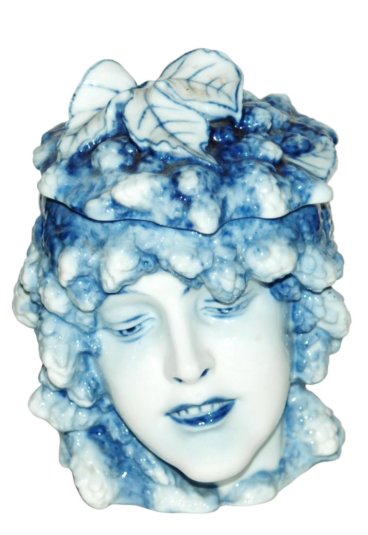 Schierholz Hops Lady in Rare Blue Coloring: Character Stein 1/2L Schierholz Porcelain. Hops lady in rare blue coloring. Mint.