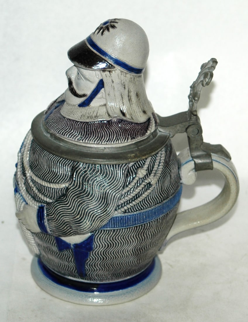 Fireman in Uniform Stoneware Character Stein - 4