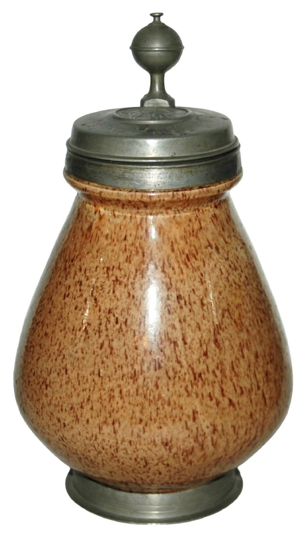 1-1/4L Saxony Hafnerware Stein Dated 1749 (1 of 4)
