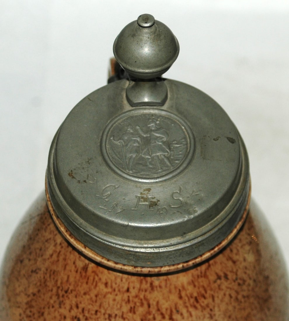 1-1/4L Saxony Hafnerware Stein Dated 1749 - 4