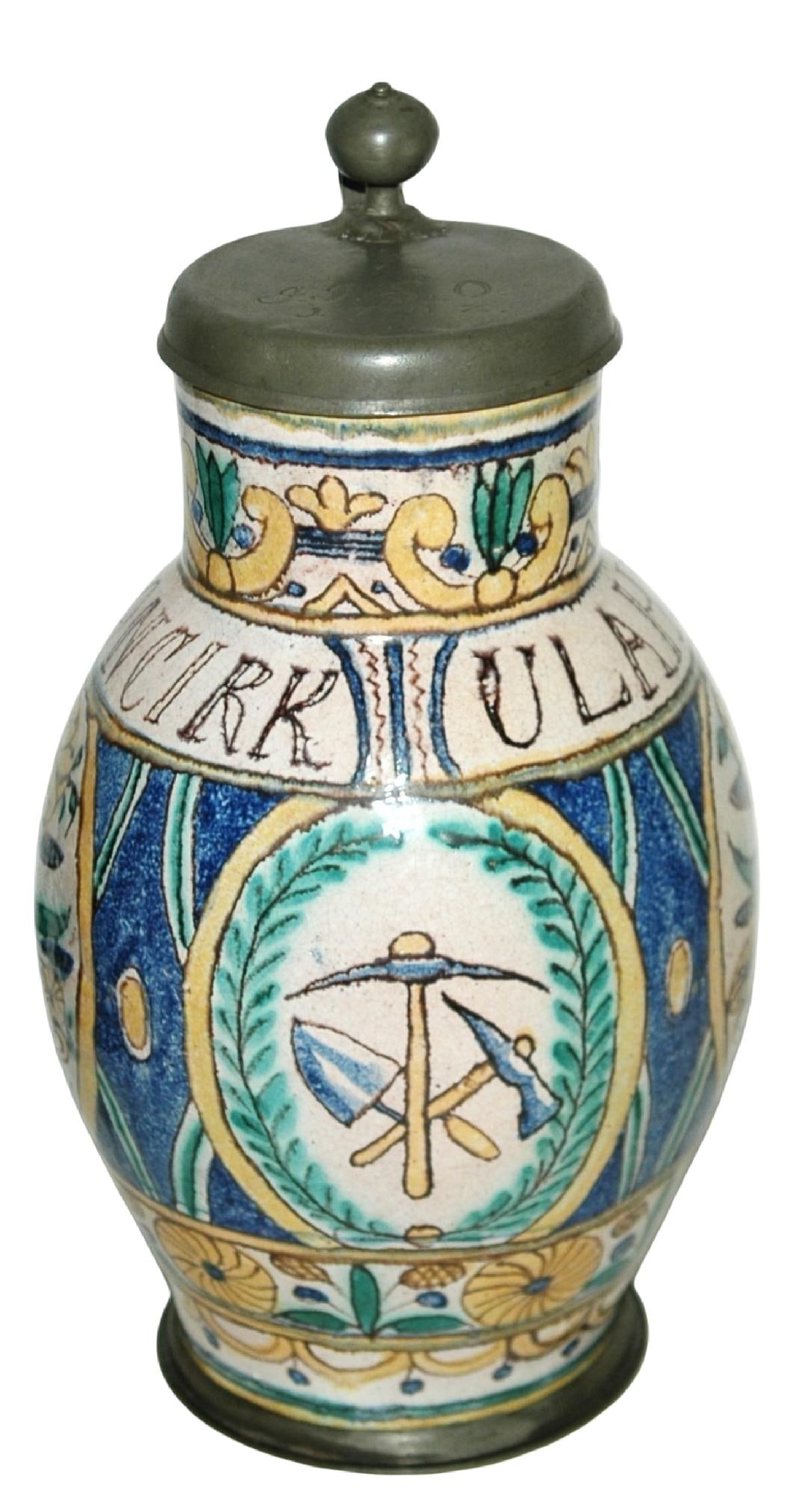 2L Habana Faience Bricklayer Stein Dated 1760 (1 of 5)