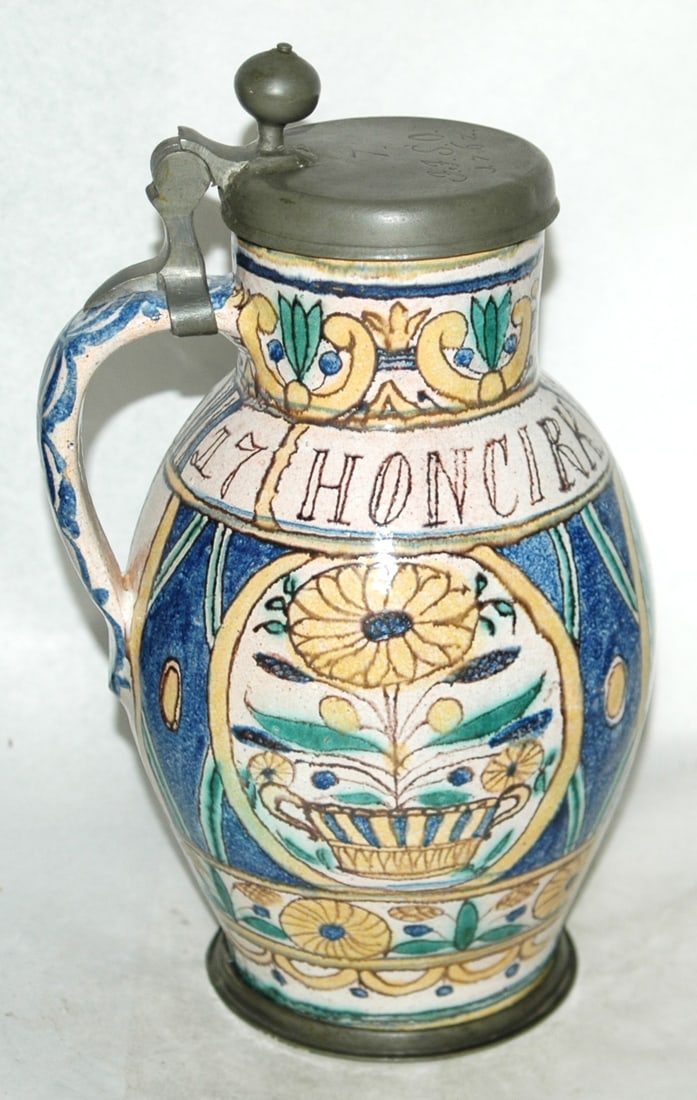 2L Habana Faience Bricklayer Stein Dated 1760 - 3