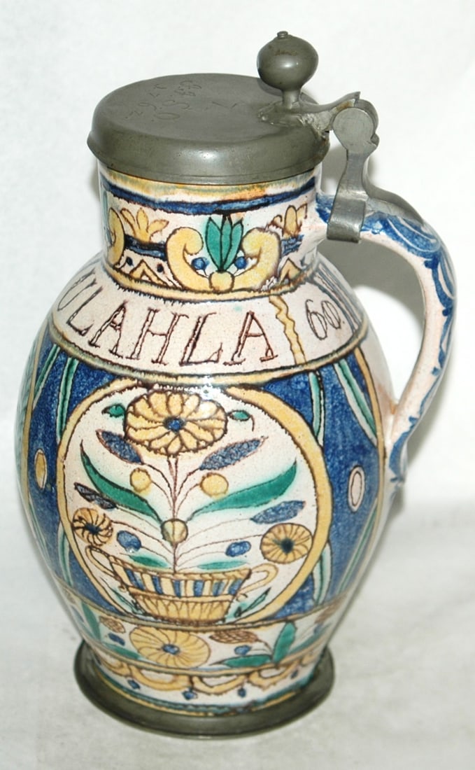 2L Habana Faience Bricklayer Stein Dated 1760 - 4