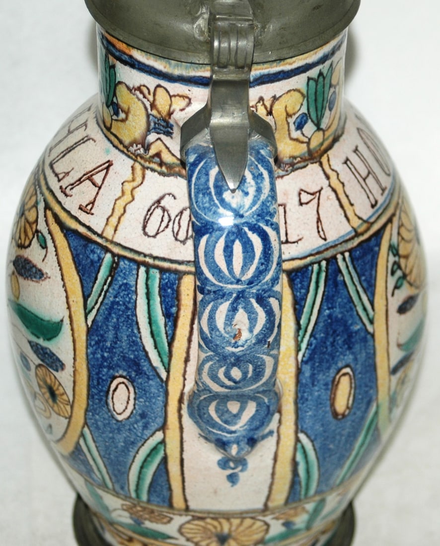 2L Habana Faience Bricklayer Stein Dated 1760 - 5