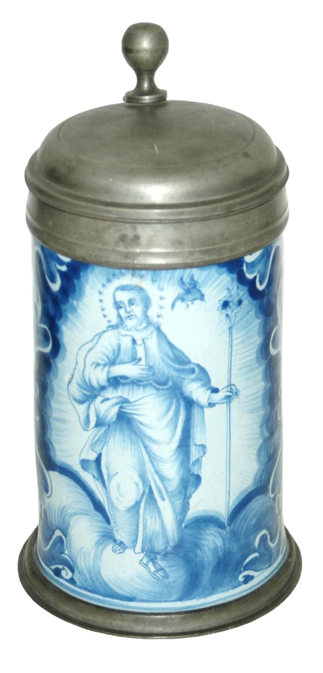 1L Nurnberg Faience Jesus Scene Stein c1780 (1 of 4)