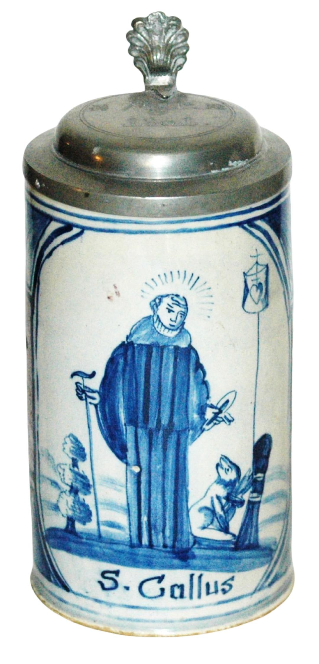 Potsdam Faience St Gallus Stein Lid Dated 1801 (1 of 5)