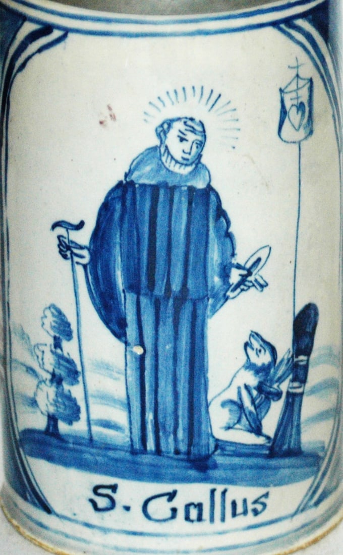 Potsdam Faience St Gallus Stein Lid Dated 1801 - 2