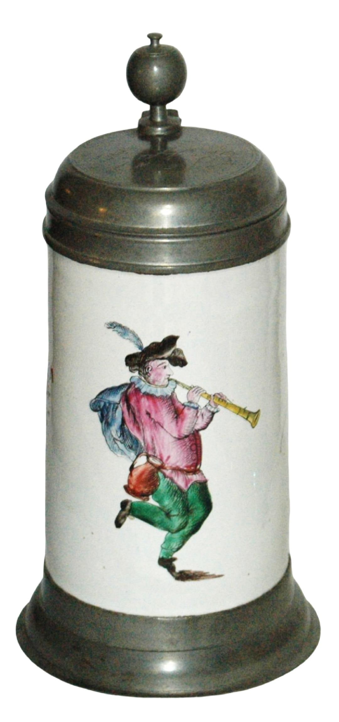 1L Prosku Faience Musician Stein w Dated 1828 Lid (1 of 5)