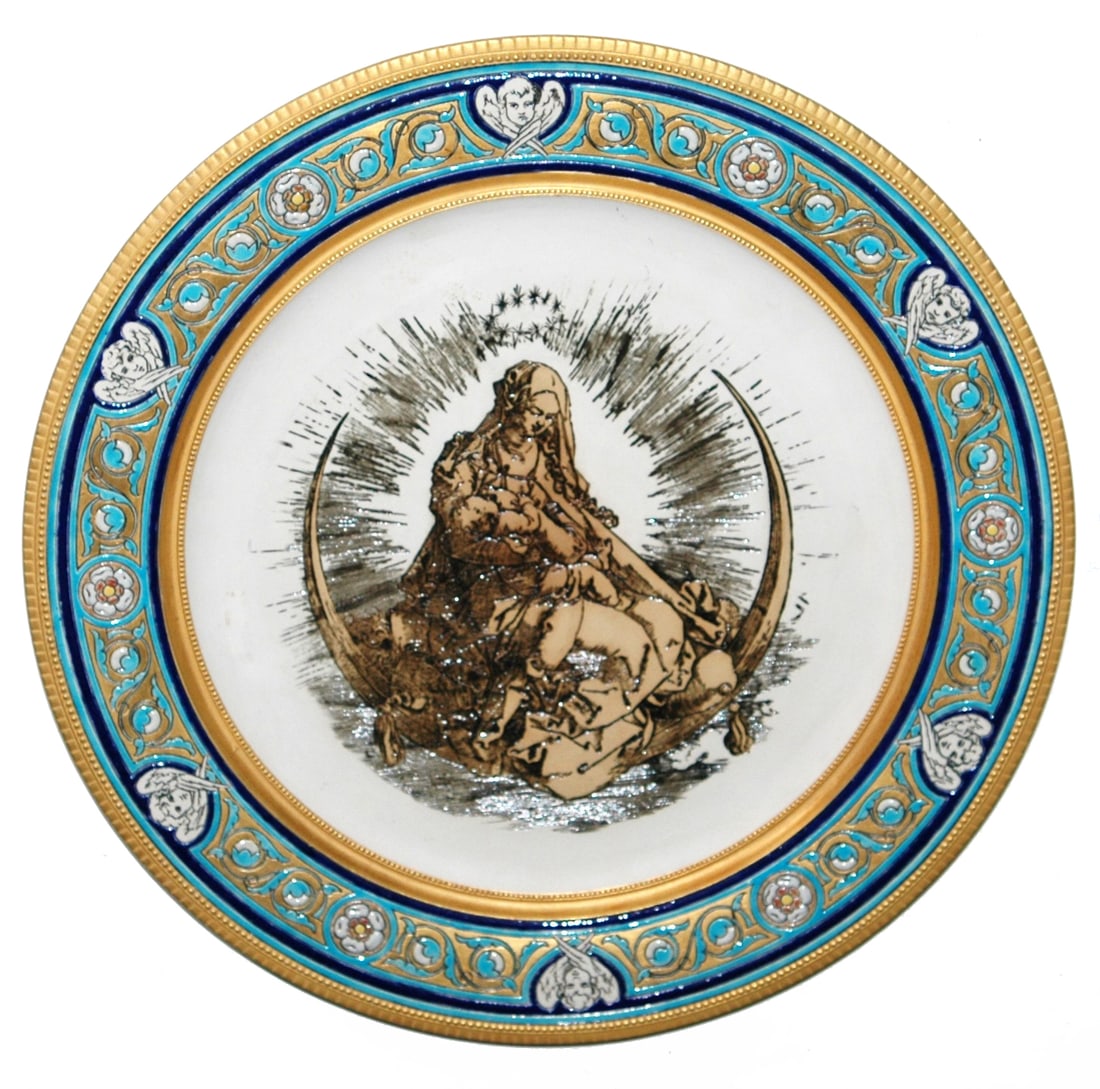 Rare Mettlach Mary w Christ Child Plaque (1 of 1)